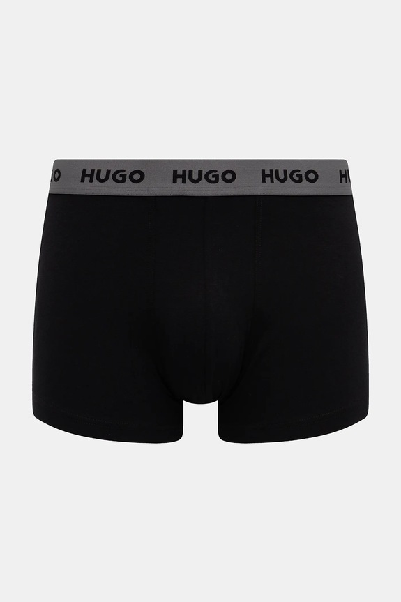 HUGO Boxeri bărbați din bumbac cu elastan TRIPLET DESIGN pachet de 3 gri 50532550