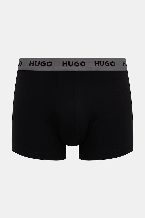 HUGO Boxeri bărbați din bumbac cu elastan TRIPLET DESIGN pachet de 3 gri 50532550