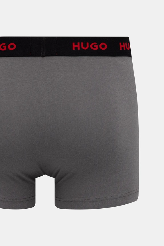 HUGO Boxeri bărbați din bumbac cu elastan TRIPLET DESIGN pachet de 3 50532550 gri