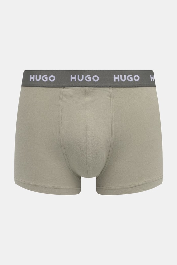 HUGO boxeri bărbați din bumbac cu elastan TRIPLET DESIGN pachet de 3 50532550 verde SS26