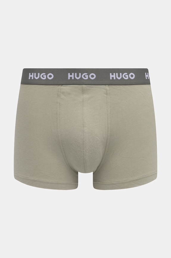 HUGO boxeri bărbați din bumbac cu elastan TRIPLET DESIGN pachet de 3 50532550 verde SS26