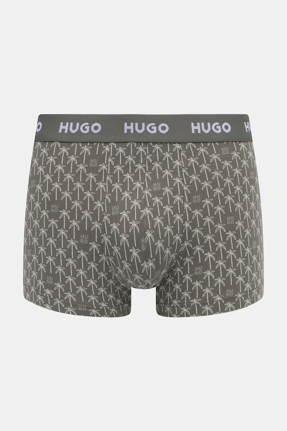 Îmbrăcăminte HUGO boxeri bărbați din bumbac cu elastan TRIPLET DESIGN pachet de 3 50532550 verde