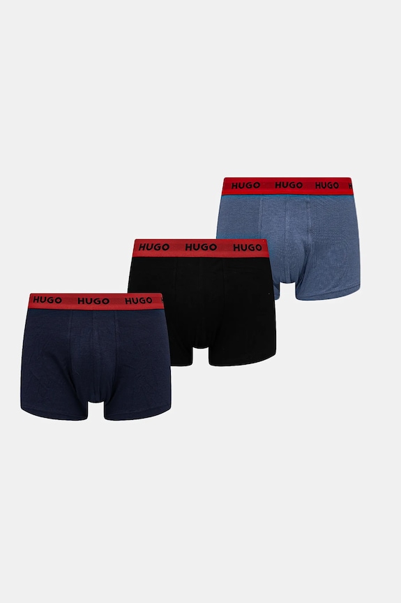 HUGO boxeri bărbătești din bumbac cu elastan TRUNK TRIPLET PACK pachet de 3 boxeri rosu 50532611