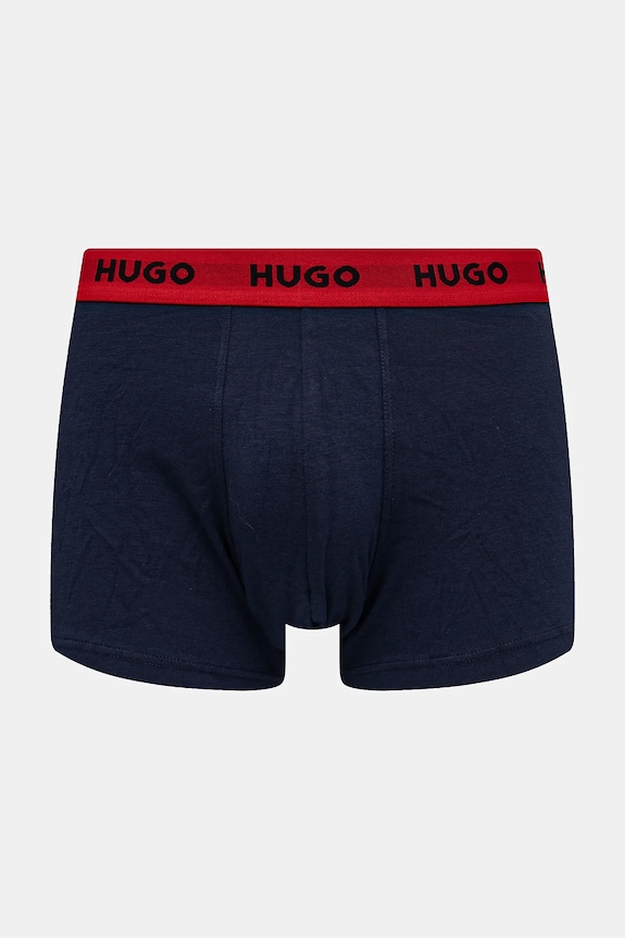 HUGO boxeri bărbătești din bumbac cu elastan TRUNK TRIPLET PACK pachet de 3 50532611 rosu AA00