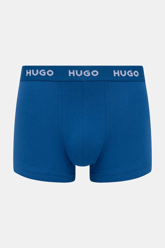 HUGO boxeri bărbați din bumbac cu elastan TRUNK TRIPLET PACK pachet de 3 50532611 albastru AA00
