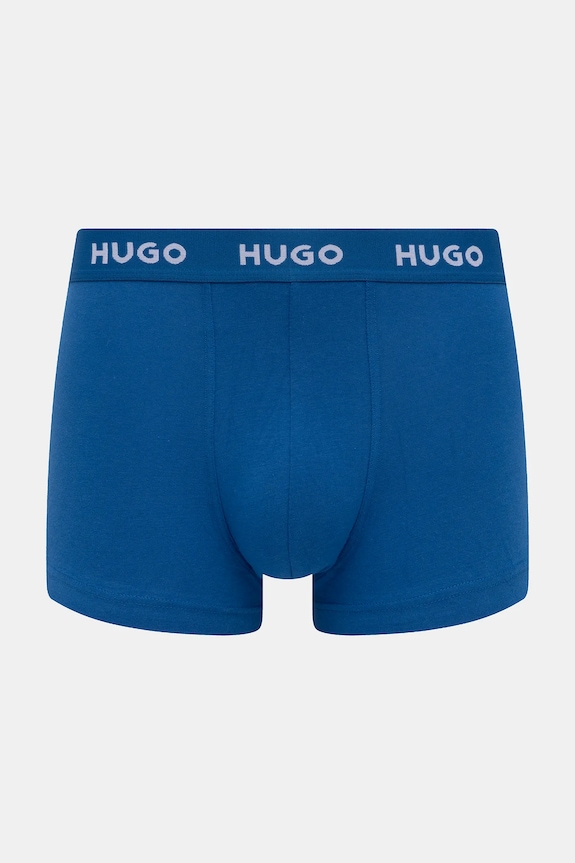 HUGO boxeri bărbați din bumbac cu elastan TRUNK TRIPLET PACK pachet de 3 50532611 albastru AA00
