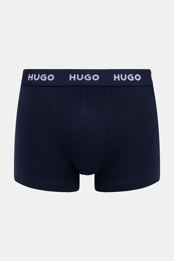 HUGO boxeri bărbați din bumbac cu elastan TRUNK TRIPLET PACK pachet de 3 bleumarin 50532611