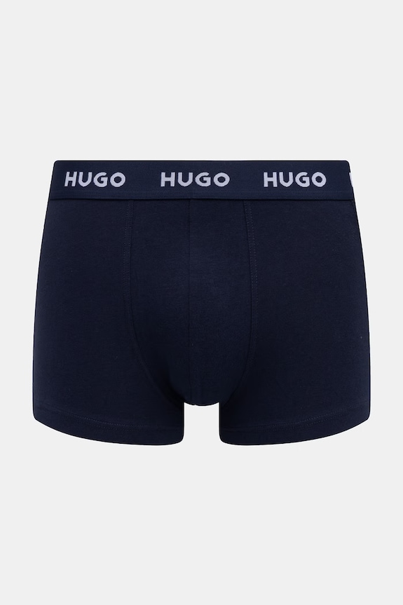 HUGO boxeri bărbați din bumbac cu elastan TRUNK TRIPLET PACK pachet de 3 bleumarin 50532611