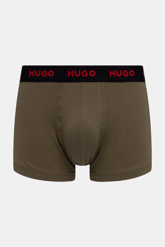 Oblečenie HUGO boxerky pánske bavlnené s elastanom TRUNK TRIPLET PACK 3-pak 50532611 hnedá