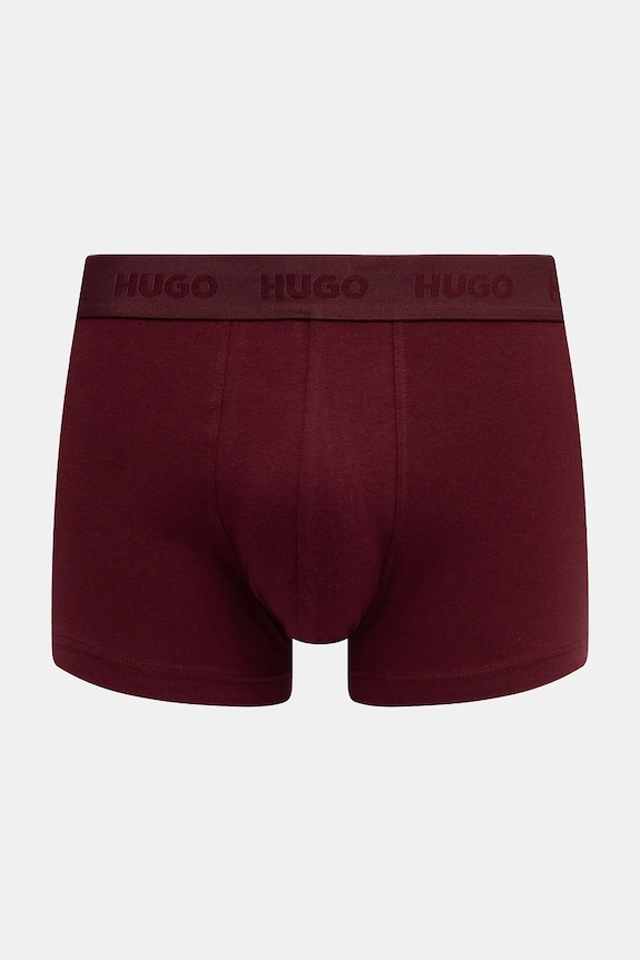 HUGO boxeri bărbați de bumbac cu elastan TRUNK TRIPLET PACK pachet de 3 50532611 burgundia AA00
