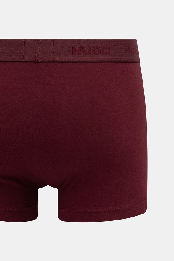 HUGO boxeri bărbați de bumbac cu elastan TRUNK TRIPLET PACK pachet de 3 50532611 burgundia