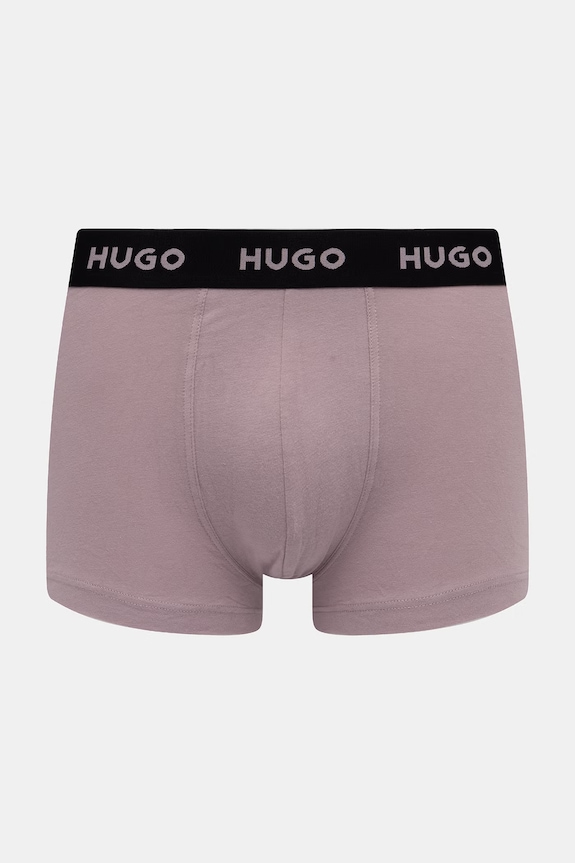 HUGO boxeri bărbați din bumbac cu elastan TRUNK TRIPLET PACK pachet de 3 50532611 violet AA00