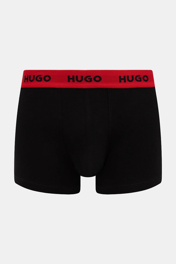 HUGO boxerky pánske bavlnené s elastanom TRUNK TRIPLET PACK 3-pack 50532611 čierna AA00
