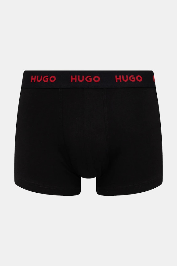 HUGO boxeri bărbați din bumbac cu elastan TRUNK TRIPLET PACK pachet de 3 50532611 negru AA00