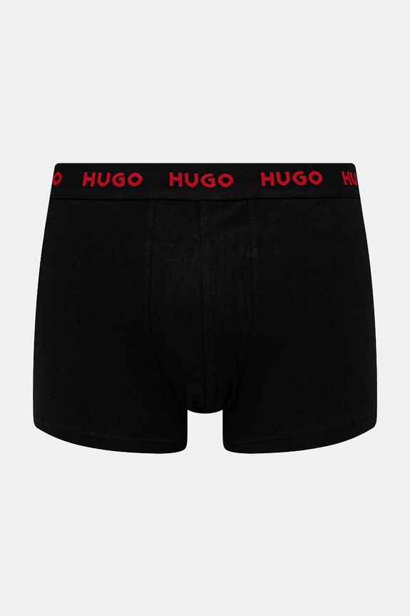 HUGO boxerky pánske bavlnené s elastanom TRUNK TRIPLET PACK 3-pak 50532611 čierna AA00