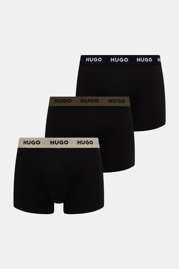 HUGO боксери чоловічі бавовняні з еластаном TRUNK TRIPLET PACK 3 шт. чорний 50532611