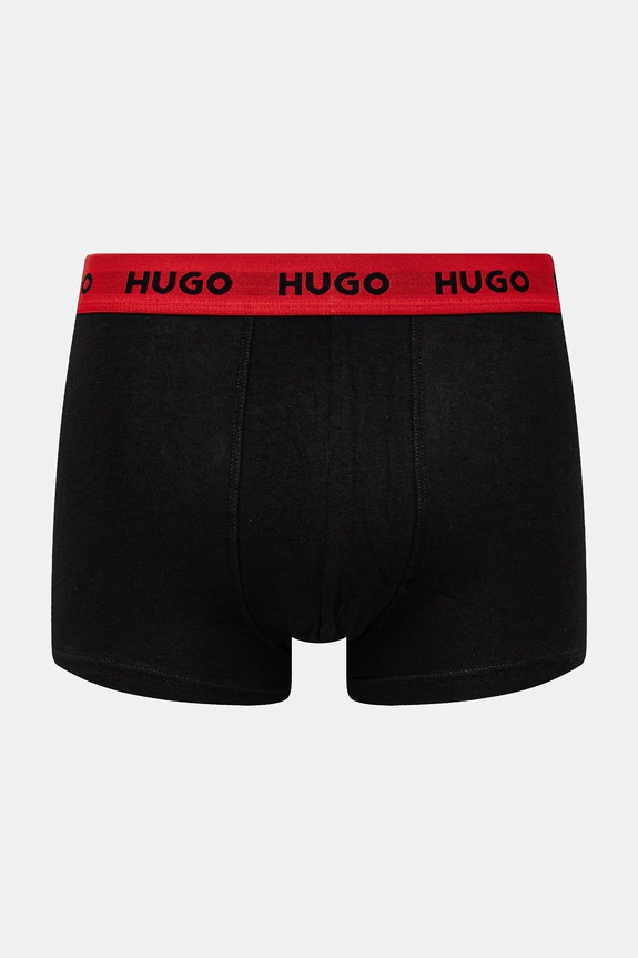 HUGO boxerky pánske bavlnené s elastanom TRUNK TRIPLET PACK 3-pack 50532611 čierna AA00