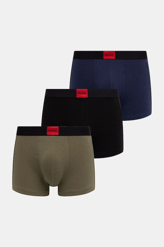 HUGO Boxeri bărbați din bumbac cu elastan TRUNK TRIPLET GALAXY pachet de 3 boxeri rosu 50532797
