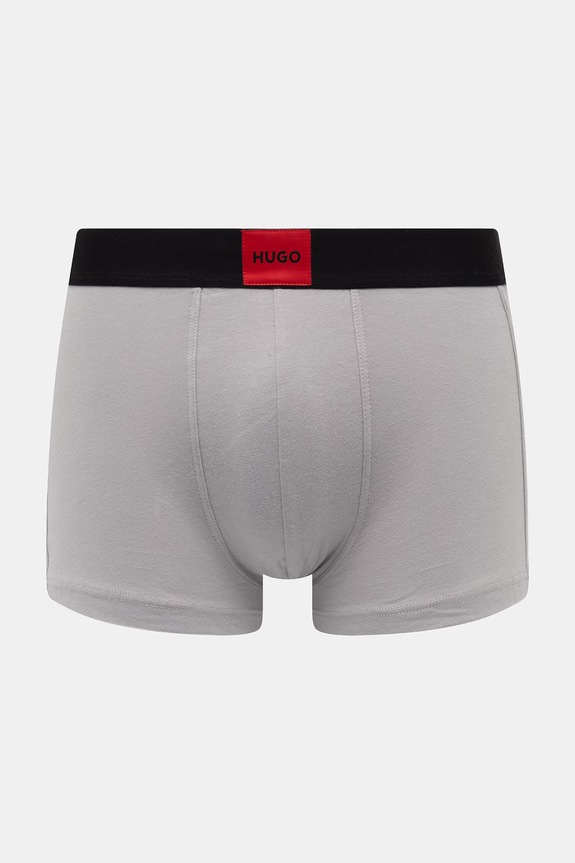 HUGO boxerky pánske bavlnené s elastanom TRUNK TRIPLET GALAXY 3-balenie sivá 50532797