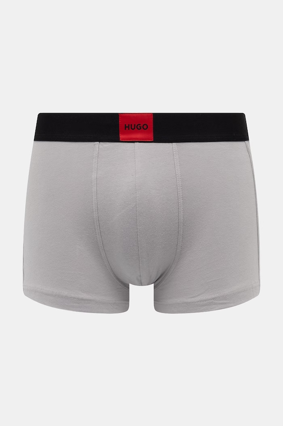 HUGO boxerky pánske bavlnené s elastanom TRUNK TRIPLET GALAXY 3-balenie sivá 50532797