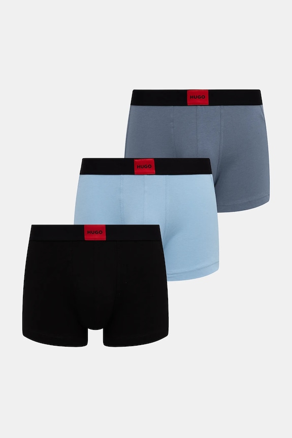 HUGO boxerky pánske bavlnené s elastanom TRUNK TRIPLET GALAXY 3-pak pletenina čierna 50532797