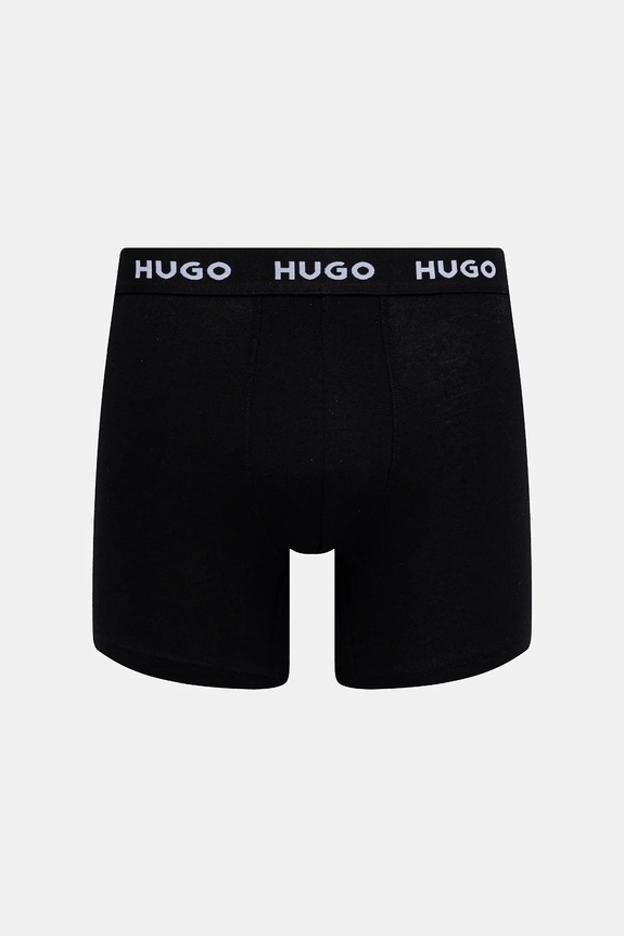 HUGO boxerky pánske bavlnené s elastanom BOXERBR TRIPLET DESIGN 3-pack 50532559 čierna SS26
