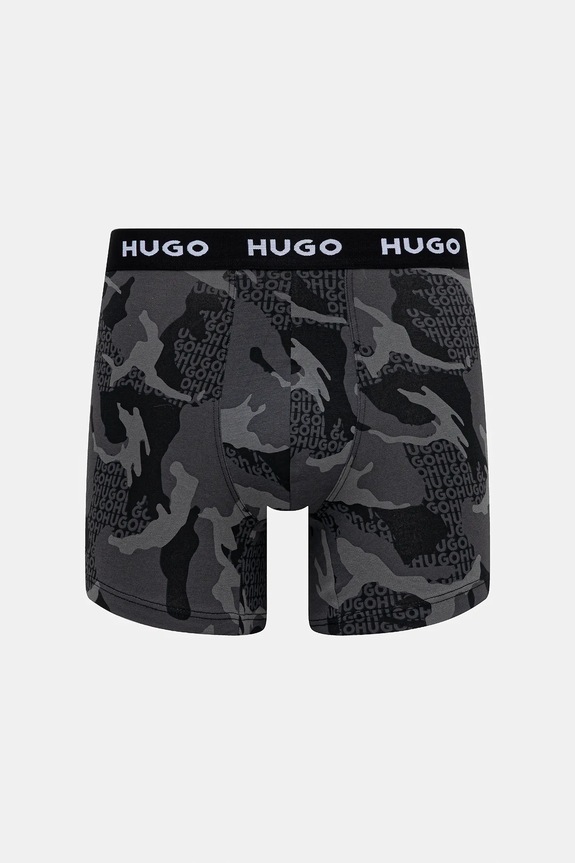 Oblečenie HUGO boxerky pánske bavlnené s elastanom BOXERBR TRIPLET DESIGN 3-pack 50532559 čierna