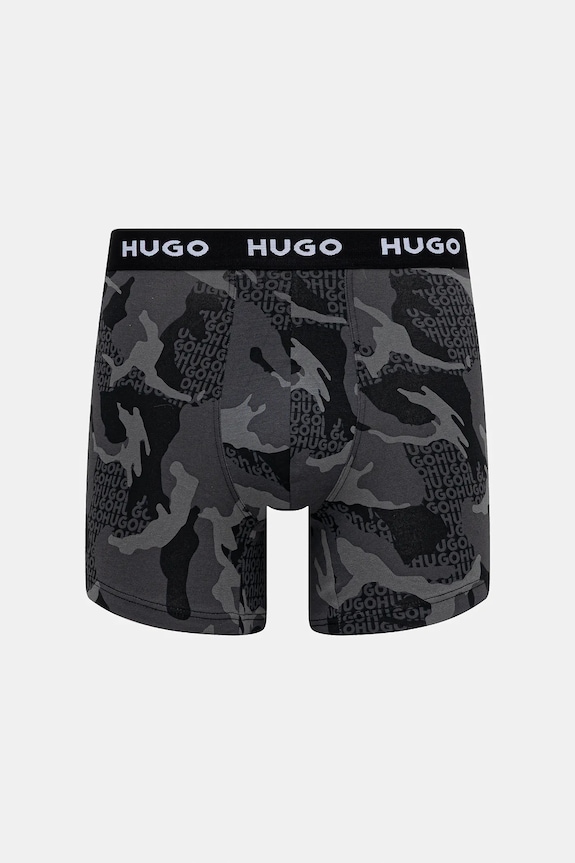 Oblečenie HUGO boxerky pánske bavlnené s elastanom BOXERBR TRIPLET DESIGN 3-pack 50532559 čierna