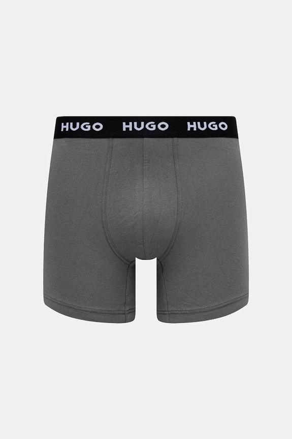HUGO boxerky pánske bavlnené s elastanom BOXERBR TRIPLET DESIGN 3-pack čierna 50532559