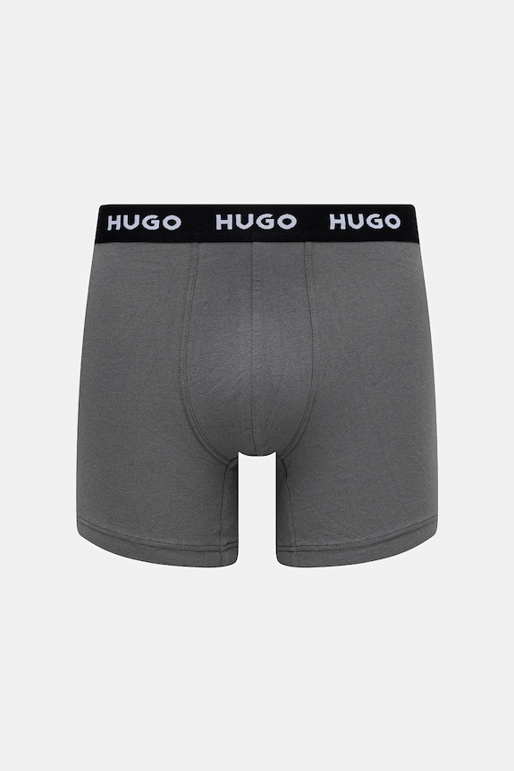 HUGO boxerky pánske bavlnené s elastanom BOXERBR TRIPLET DESIGN 3-pack čierna 50532559