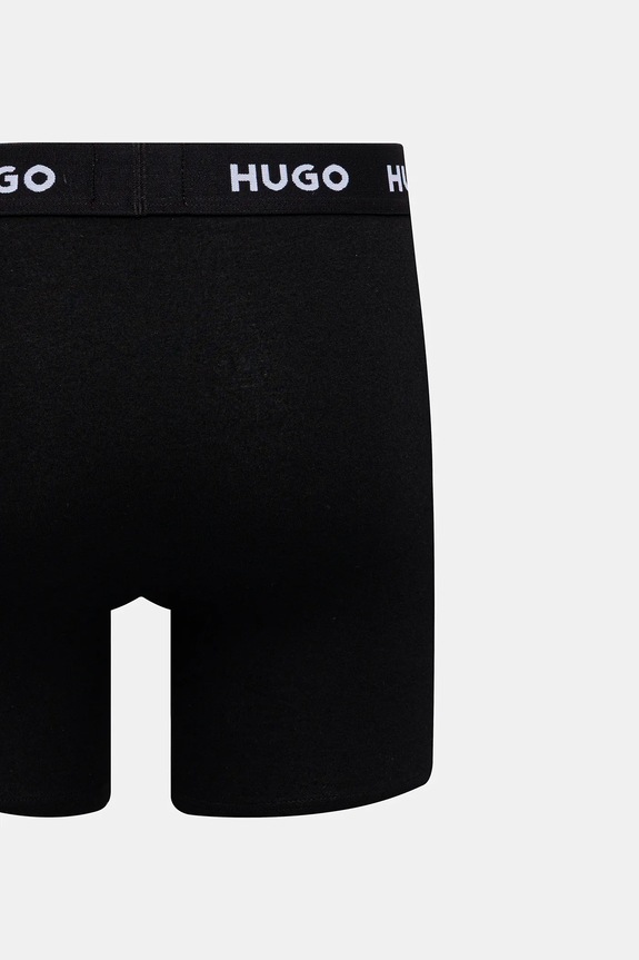 HUGO boxerky pánske bavlnené s elastanom BOXERBR TRIPLET DESIGN 3-pack 50532559 čierna