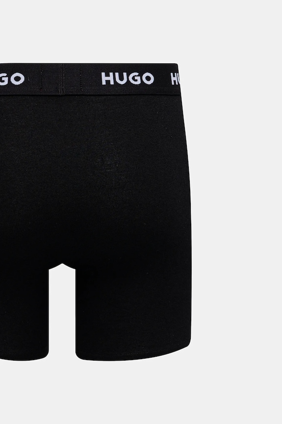 HUGO boxerky pánske bavlnené s elastanom BOXERBR TRIPLET DESIGN 3-pack 50532559 čierna