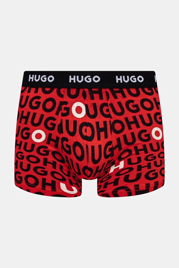 HUGO boxeri bărbați din bumbac cu elastan BOXERBR TRIPLET DESIGN pachet de 3 negru 50532559
