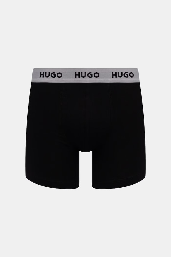 HUGO bokserki męskie bawełniane z elastanem BOXERBR TRIPLET DESIGN 3-pack 50532559 czarny SS26