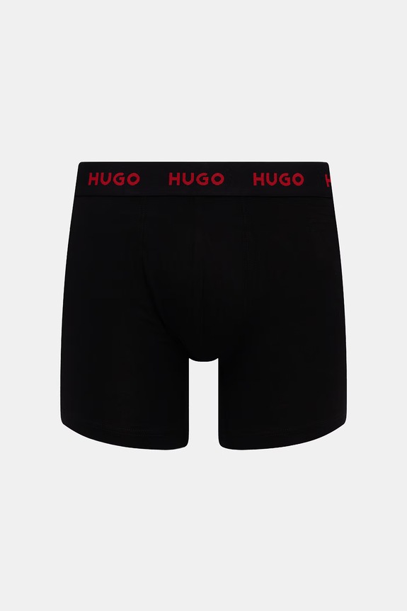 Odzież HUGO bokserki męskie bawełniane z elastanem BOXERBR TRIPLET DESIGN 3-pack 50532559 czarny