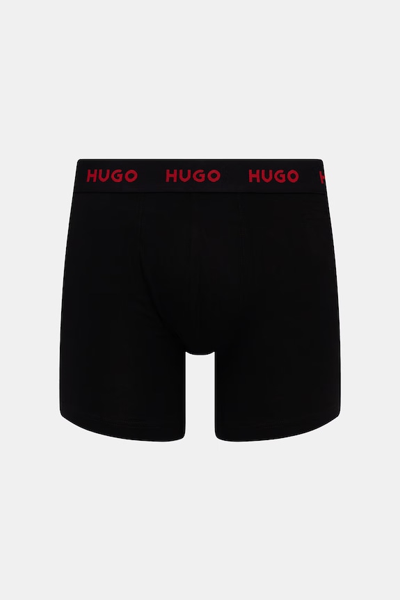 Odzież HUGO bokserki męskie bawełniane z elastanem BOXERBR TRIPLET DESIGN 3-pack 50532559 czarny