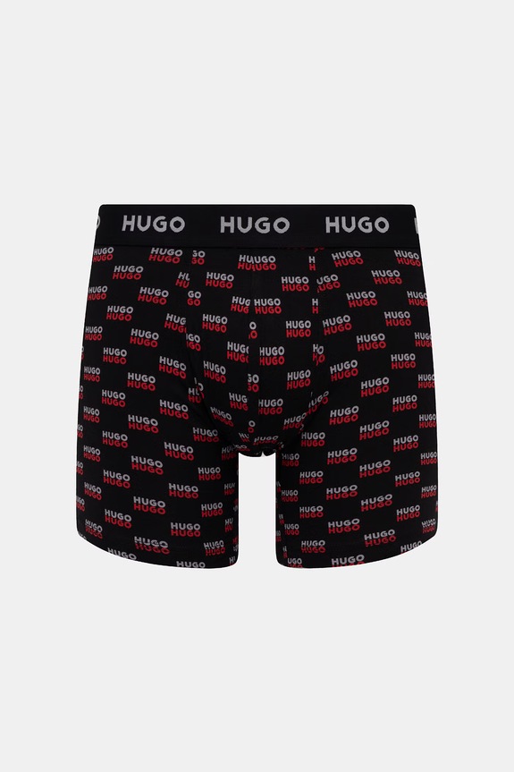 HUGO bokserki męskie bawełniane z elastanem BOXERBR TRIPLET DESIGN 3-pack czarny 50532559