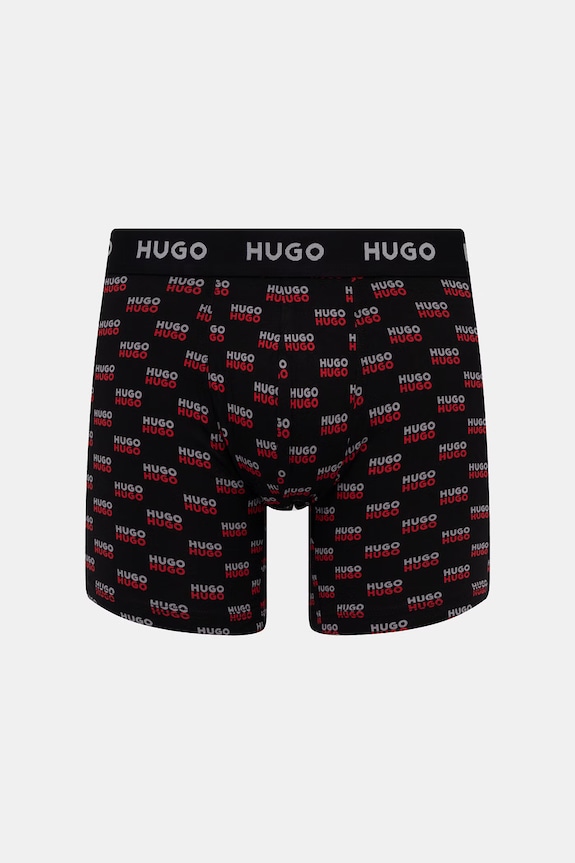 HUGO bokserki męskie bawełniane z elastanem BOXERBR TRIPLET DESIGN 3-pack czarny 50532559
