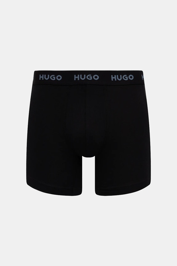 Oblečenie HUGO boxerky pánske bavlnené s elastanom BOXERBR TRIPLET DESIGN 3-pak 50532559 čierna