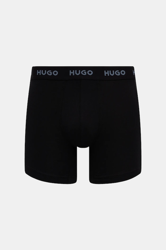 Oblečenie HUGO boxerky pánske bavlnené s elastanom BOXERBR TRIPLET DESIGN 3-pak 50532559 čierna