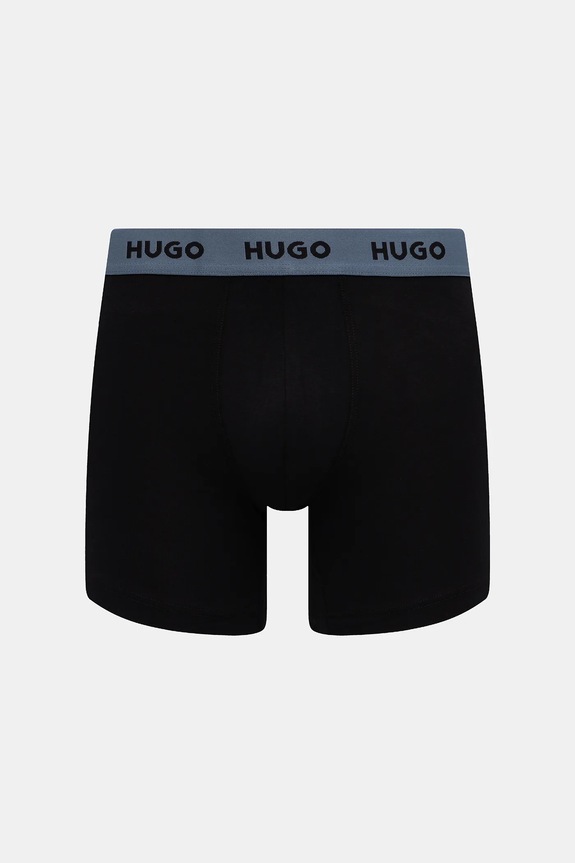 HUGO boxerky pánske bavlnené s elastanom BOXERBR TRIPLET DESIGN 3-pak čierna 50532559