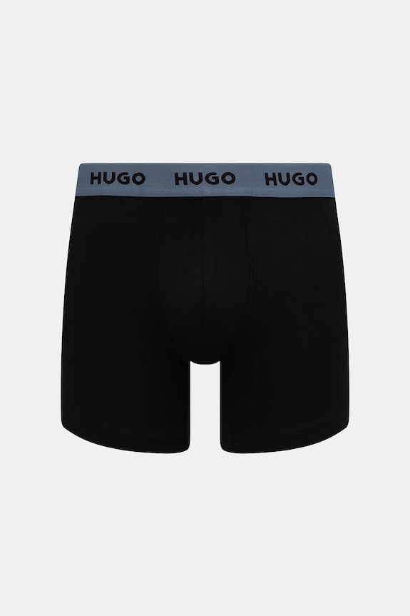 HUGO boxerky pánske bavlnené s elastanom BOXERBR TRIPLET DESIGN 3-pak čierna 50532559