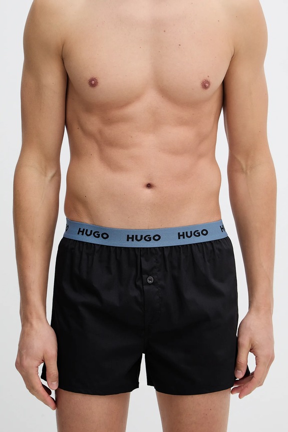 Îmbrăcăminte HUGO boxeri lejeri bărbați din bumbac WOVEN BOXER TRIPLET pachet de 3 50532565 albastru