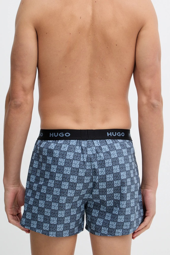 HUGO boxeri lejeri bărbați din bumbac WOVEN BOXER TRIPLET pachet de 3 50532565 albastru