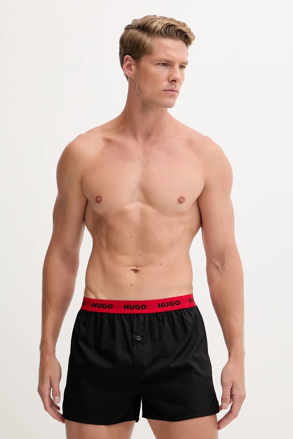 HUGO boxeri lejeri bărbați din bumbac WOVEN BOXER TRIPLET pachet de 3 50532565 negru SS26