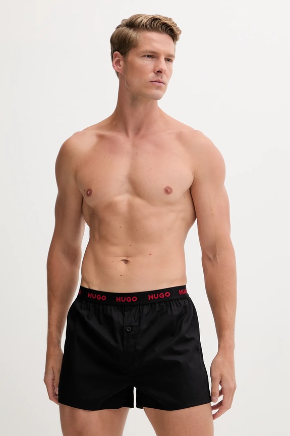 Îmbrăcăminte HUGO boxeri lejeri bărbați din bumbac WOVEN BOXER TRIPLET pachet de 3 50532565 negru