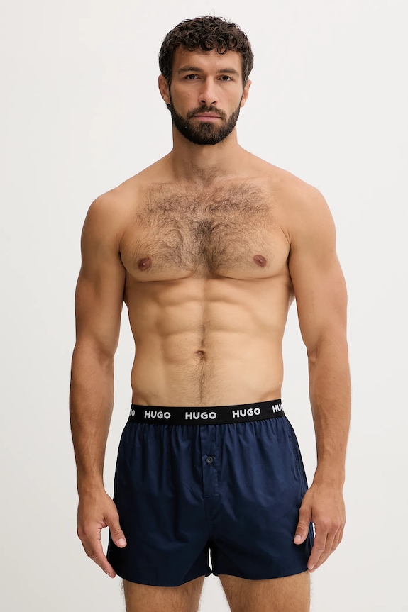 HUGO boxeri lejeri bărbați din bumbac WOVEN BOXER TRIPLET pachet de 3 negru 50532565