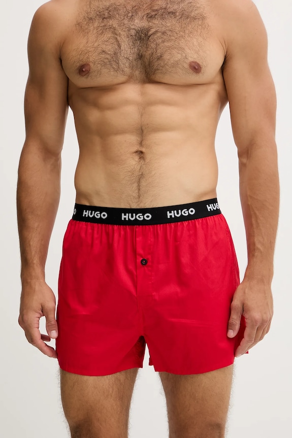 HUGO boxeri lejeri bărbați din bumbac WOVEN BOXER TRIPLET pachet de 3 negru 50532565