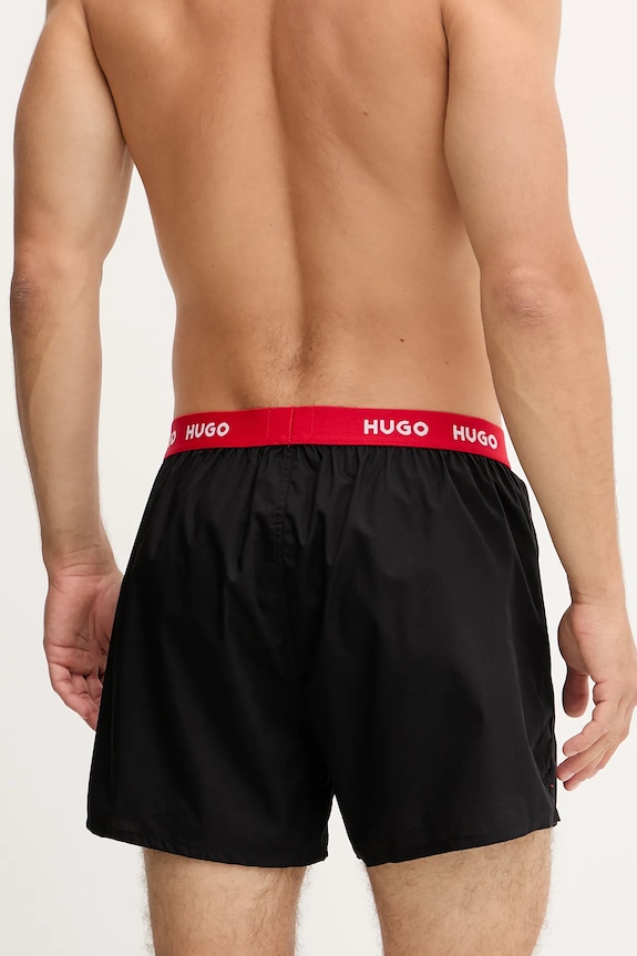 HUGO boxeri lejeri bărbați din bumbac WOVEN BOXER TRIPLET pachet de 3 50532565 negru