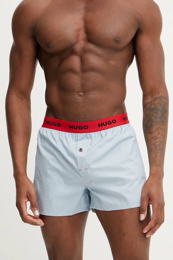 HUGO bokserki luźne męskie bawełniane WOVEN BOXER TRIPLET 3-pack 50532565 multicolor SS26